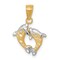 10K Gold & Rhodium Plated Small Dolphin Charm Pendant Jewelry 20mm x 11mm